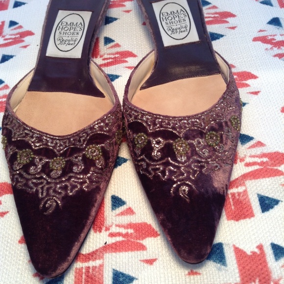 Shoes - Emma Hope of London low heel embroidered mule